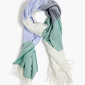 J. Crew Green and Blue Color Blocked Scarf